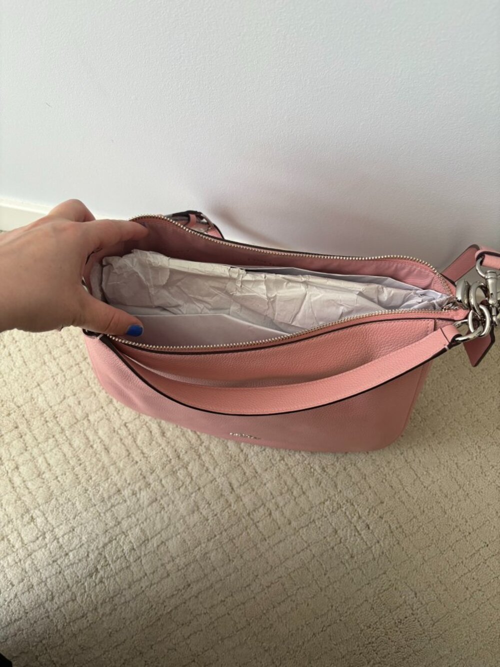 Coach Chelsea 32 Hobo Bag – Pink Peony Pebbled Leather (Style 58036) - Picture 3 of 4